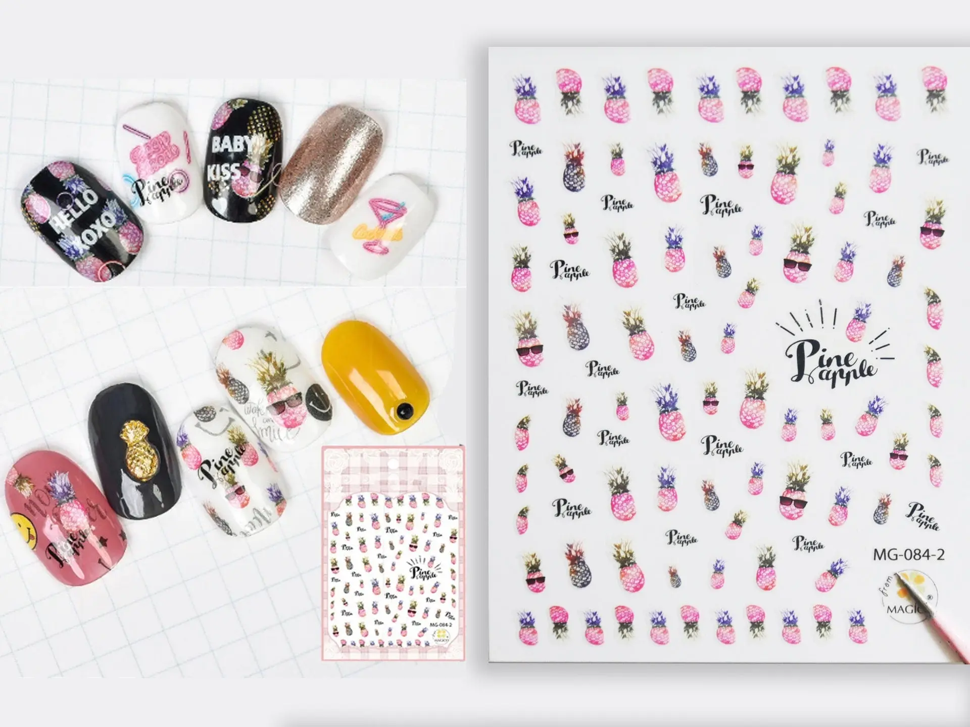 Red Pineapple Nail Art Sticker/ DIY Tips Guides Transfer Stickers