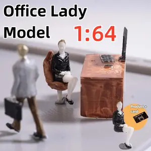 1:64 Scale Elegant Sitting Office Lady Miniature Model, Urban Elite Female Figure in Black Outfit, Exquisite Figurine for Scene Decoration and Desktop Display. Suitable for park scenes, street layouts, office scene building, micro landscape construction,