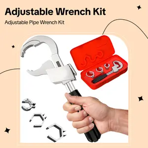 Multi Functional Adjustable Pipe Wrench Kit Aluminum Alloy Sink Wrench for Bathroom Kitchen Installation Disassembly