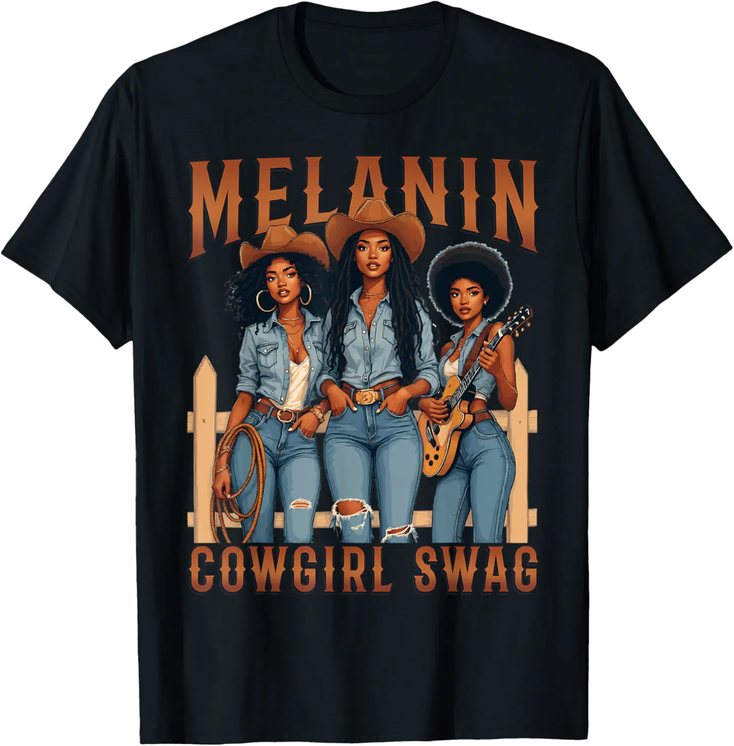 Melanin Cowgirls Black History Month African Melanin Pride T-Shirt - Tayvaunlest Shop 88B0DS2RD8VH