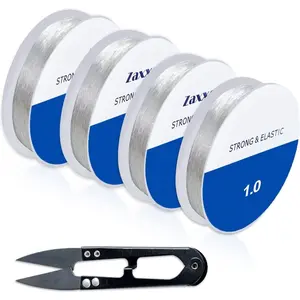 Elastic String for Bracelets 4 Rolls 0.5mm, 0.7mm, 0.8mm, 1.0mm - String for Bracelet Making - 4 Sizes + Free  - Ideal for Creating  & DIY