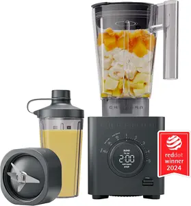Chefman Obliterator Professional Blender with Auto Blend and 20oz Travel Jar - Midnight, 1380W High Power Blender for Smoothies and Soups