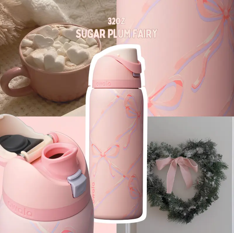 限定品　owala ピンク リボン　完売 Owala 32oz FreeSip Stainless Steel Water Bottle – Pink Ribbon