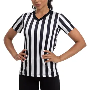 Referee Shirt Womens Ref Jersey Black and White Stripe Uniform for Basketball Football Soccer Halloween Costume