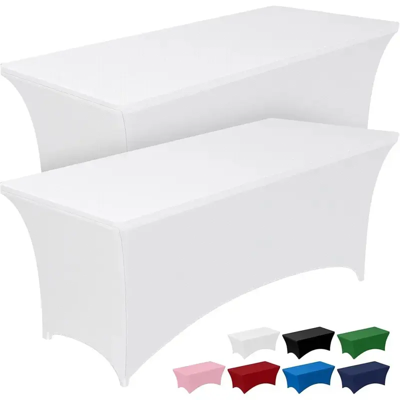 Brand 6FT Stretch Tablecloth 1/3/6/9 Pack, Waterproof Elastic Fitted Table Cover for BBQ, Patio, Trade Show, Office and Party, Wrinkle-Resistant Spandex Tablecloth
