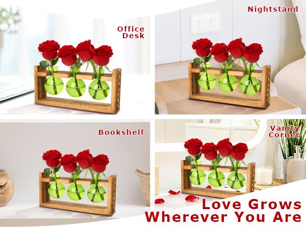 XXXFLOWER Colored Glass Plant Propagation Station 3 Bulb Desktop Flower Vase Stand Gift for Women Elegant Glass Material for Plant Lovers