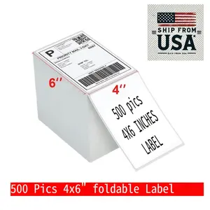 500pcs White Thermal Shipping Labels - 4"x6" Easy Tear Logistics Stickers for Packaging & Mailing