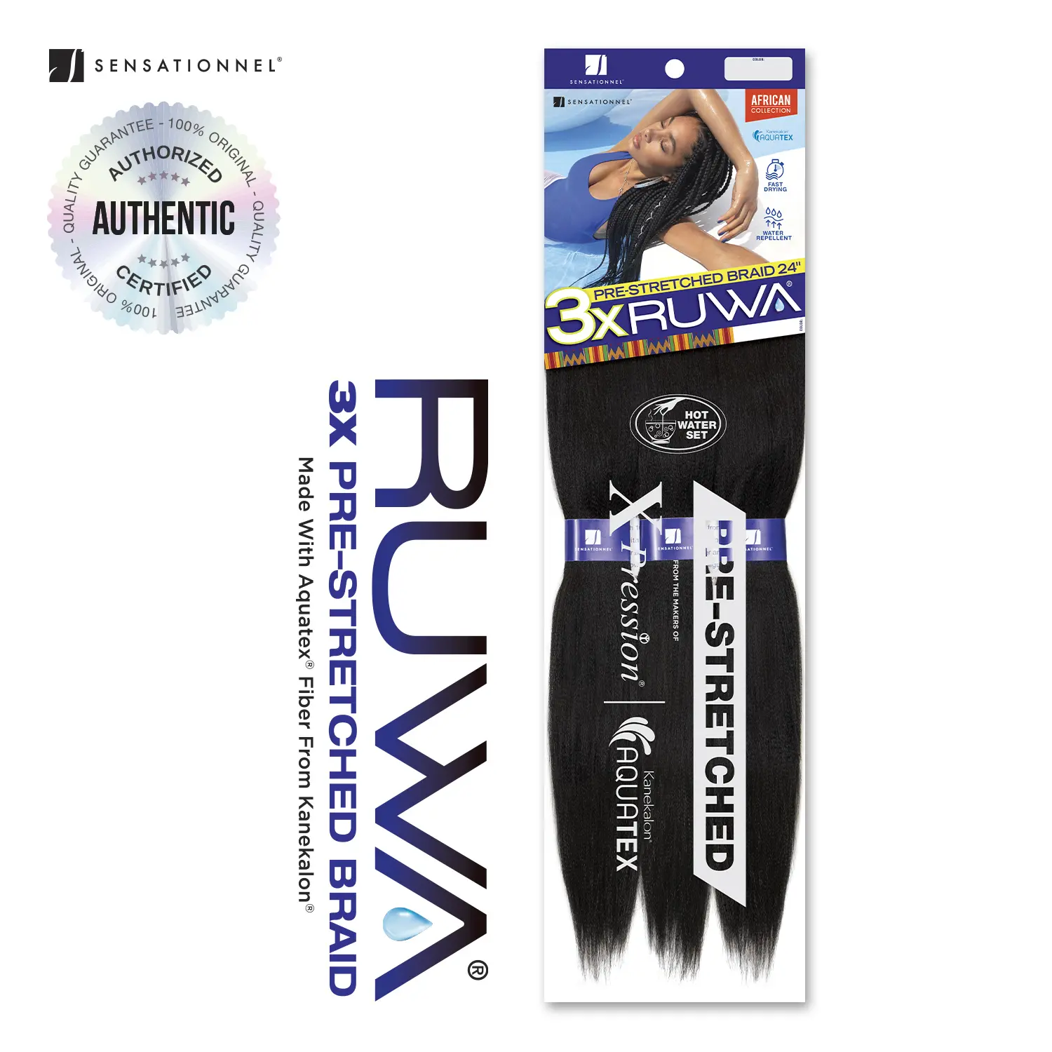 Sensationnel Synthetic Hair Braids XPRESSION 3X Ruwa Pre-Stretched Braid 24"