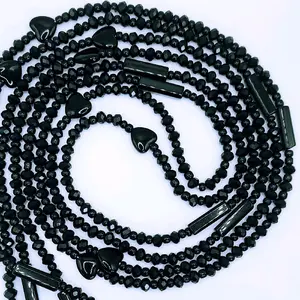 Miss Elegance African Waistbeads 50 Inches Women's Black Body Jewelry Intricate Design High-Quality Materials Daily Wear Accessory