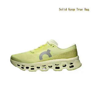 Breathable Pale Yellow Mesh Running Sneakers, Ultra-Light Cushioned Trainers with Chunky Soles for All-Day Comfort & Sports
