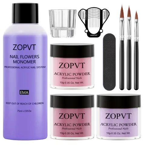 Acrylic Powder Nail Art Set, Acrylic Nails Kit, 3 Colors Crystal Powder Kit with Tools, Acrylic Liquid Monomer, Beginner Friendly, Easy DIY at Home, Perfect for Daily Use, Nail Art Supplies, DIY Manicure Kit