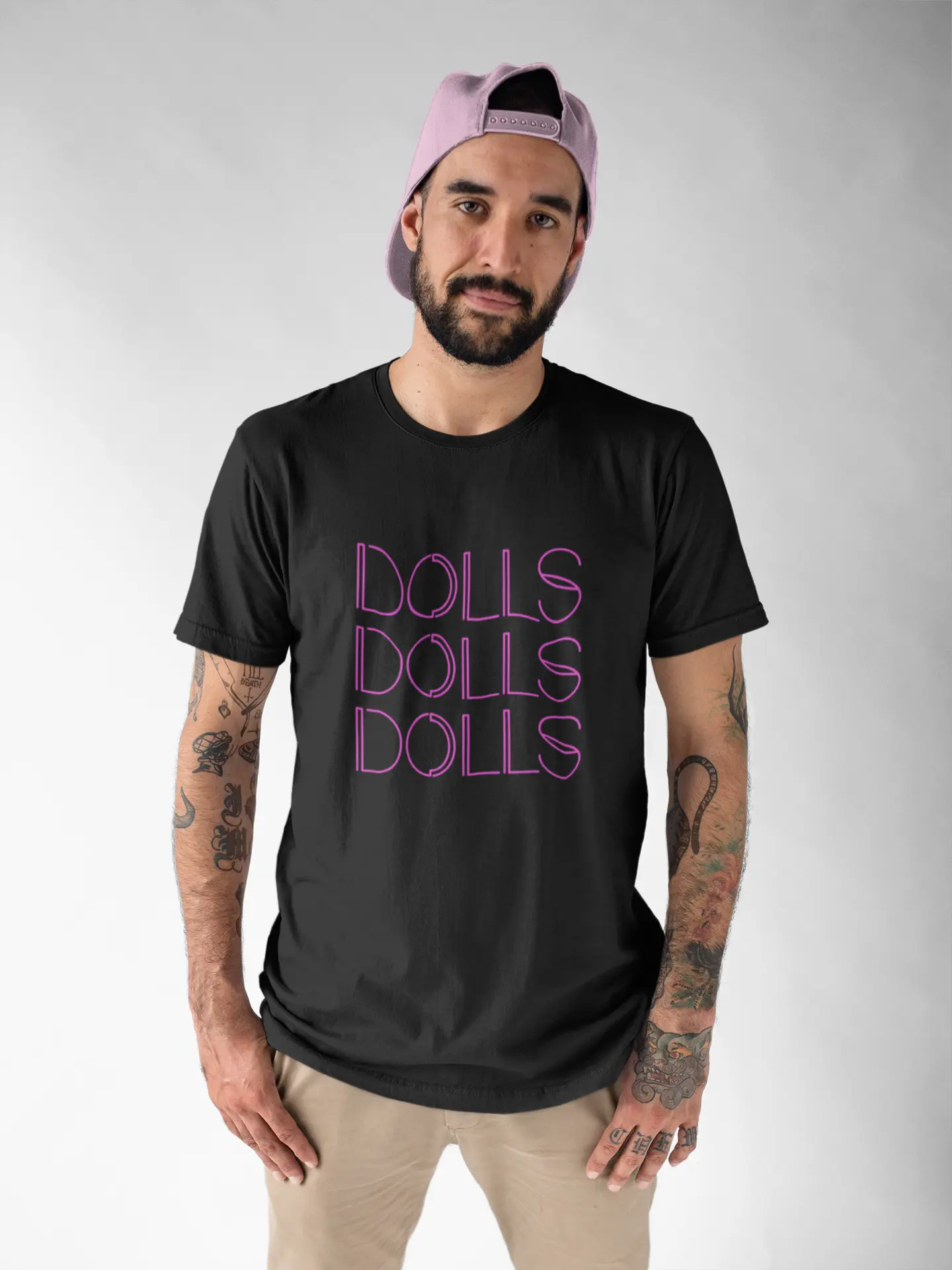 Women's Neon 'DOLLS' Graphic Slim Fit Fitted T-Shirt - Short-Sleeve Crewneck, Fashion Casual Streetwear, Summer Love Statement Piece