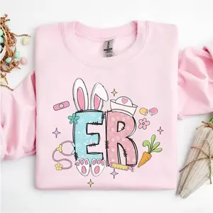Emergency Room Easter Nurse Sweatshirt – Coquette ER Crewneck Sweatshirt, Cute Easter Gift for Nurse, Bunny Medical Graphic Pullover