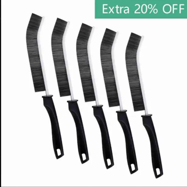 5-Pack Hard Bristle Crevice Cleaning Brush, Multi-Purpose Gap Cleaner Tool for Window Tracks, Kitchen Sinks, Bathroom Tile Grout, with Hanging Hole Design