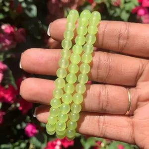 Lime Green Chalcedony Bracelets 6mm