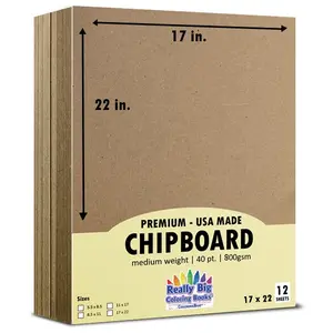 Chipboard Sheets 17 x 22 - 44pt Heavy Weight Kraft Cardboard for Scrapbooking & Picture Frame Backing