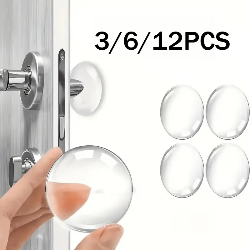 3/6/12 Pack Clear Door Stoppers Wall Protector, Self-Adhesive Shock Absorbing Door Bumper, Door Shock Absorber, Reusable Plastic Door Stop Wall Protector Pads, Easy to Install for Door Handle Wall Protection, Doorstop