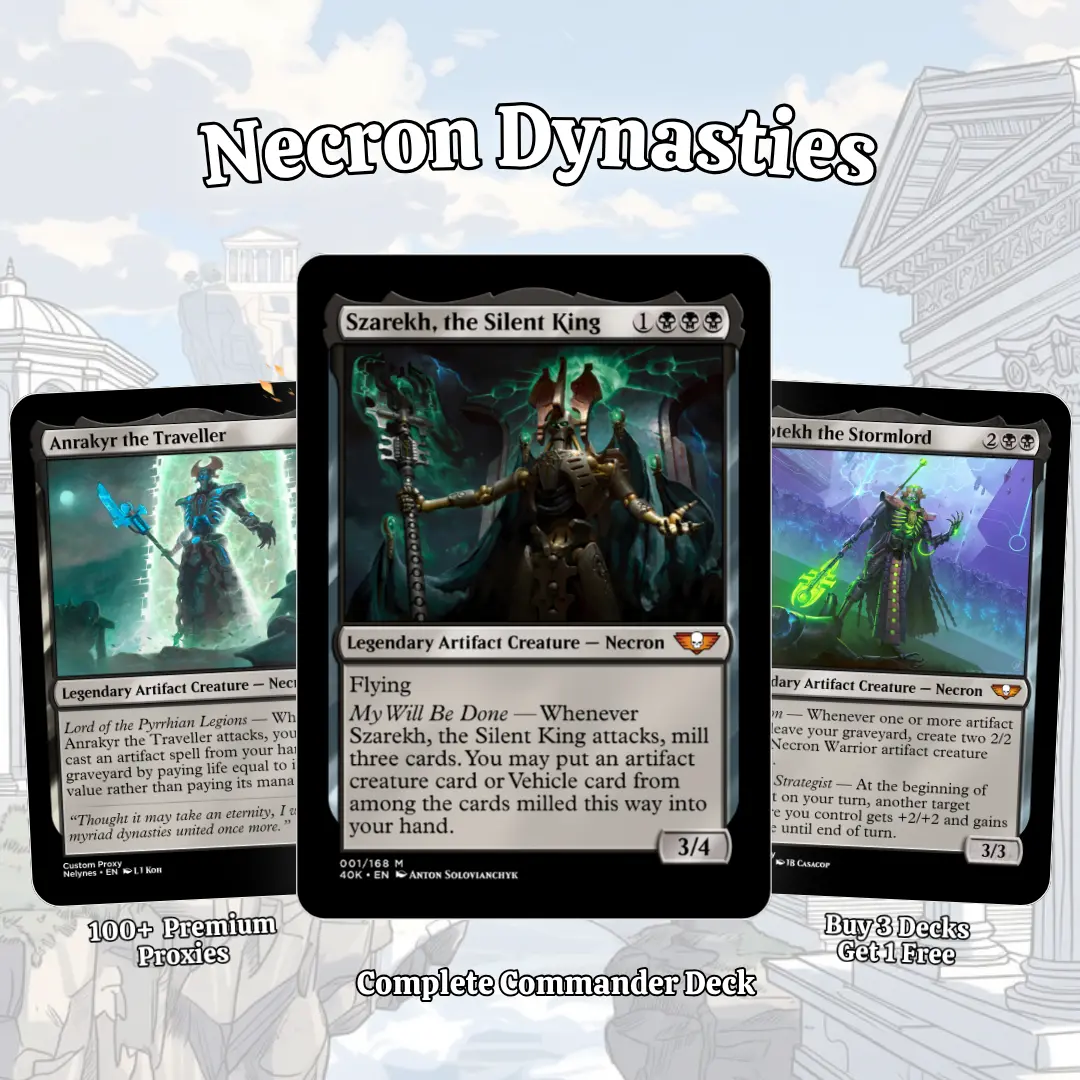 Proxy 100+ Card Commander Deck Szarekh the Silent King Necron Dynasties Premium Artifact Tribal Ready to Play Magic Style Deck Perfect Gift for Collectors and Card Players