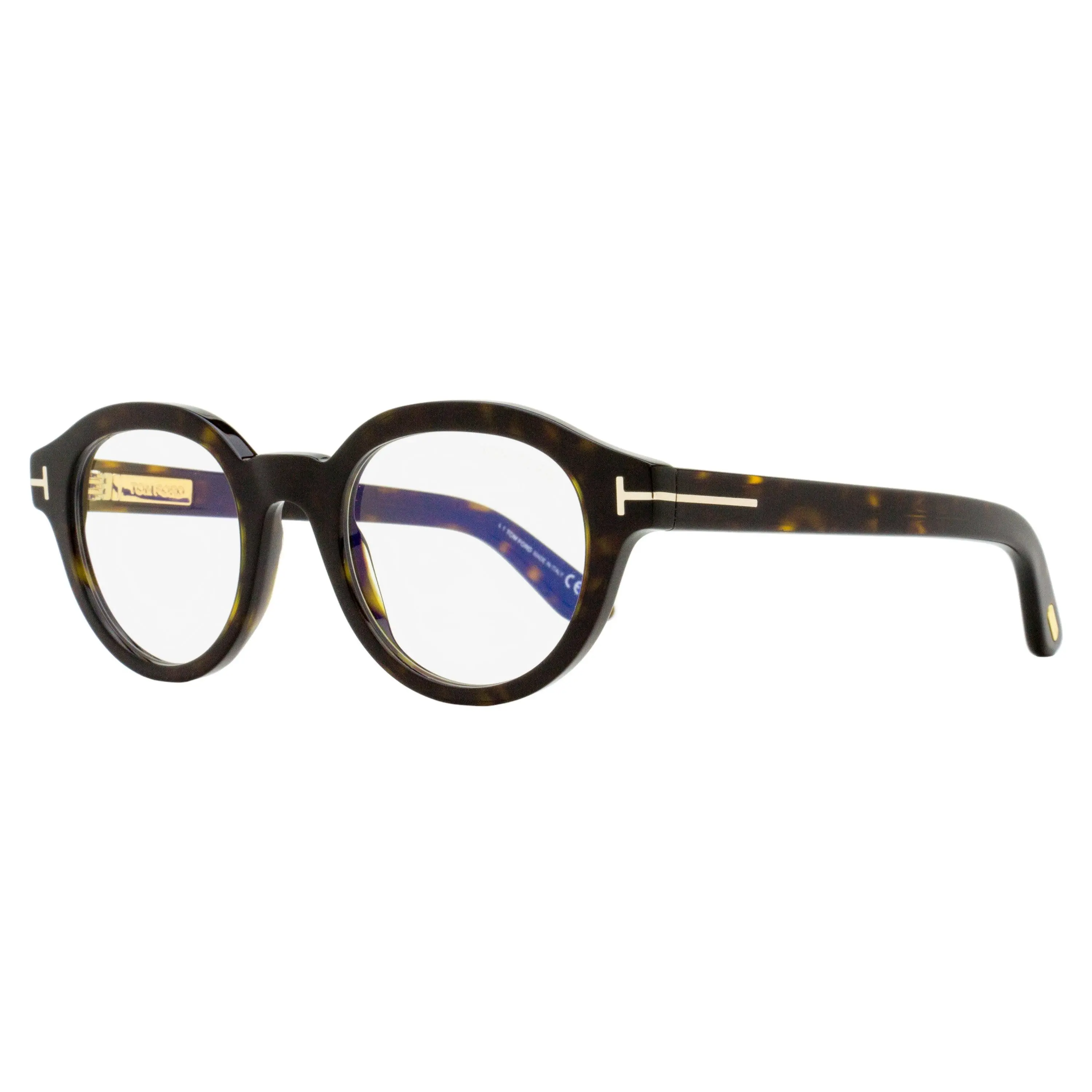 Tom Ford Blue Block Oval Eyeglass Frames - TF6037-B 052 Dark Havana Acetate, 49mm Bold Silhouette Fashionable Frames Glasses Optical Frame, Unisex Names, Anti-Blue Lenses Frames