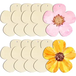 10PCS 7 Inch Flowers Wood Cutouts Floral Wooden Slices Unfinished Blank Wood Ornaments Flower Embellishments for Painting DIY Projects Decoration
