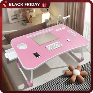 Large  Multifunctional Leg Rest Table with Cup Holder And Drawer, Portable Foldable Lap Desk with Storage Drawer ，Foldable  4 USB, Fan And Light - Portable Foldable Bed Tray for Laptop, Breakfast In Bed, Reading And Writing On Sofa/ Couch