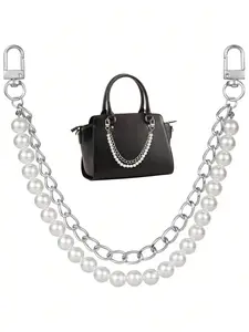 Light luxury and elegant pearl decorative shoulder strap with chain decoration chain, casual and simple versatile bag chain, double-layer chain design, lightweight and easy to carry, widely used, can be used as bag hanging decoration