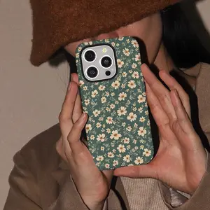 Vintage Daisy Print Phone Case, Dual Layer Tough Protection, Durable Anti-Drop, Fits iPhone 17-11 Series, Perfect Gift