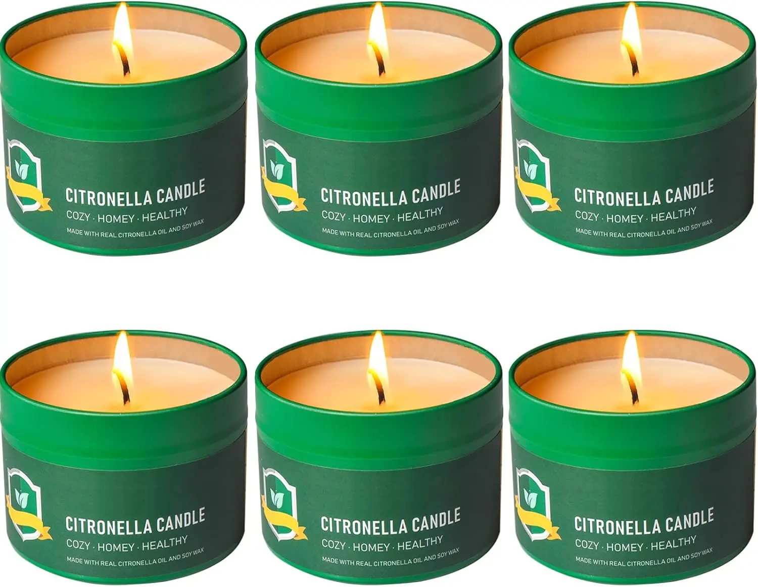 Citronella Scented Bulk Candles Set - 6-Pack 4.4 oz Gift Candles with 150 Hours Burn Time, Indoor Outdoor Freshener for Patio, Camping Home & Party Supplies
