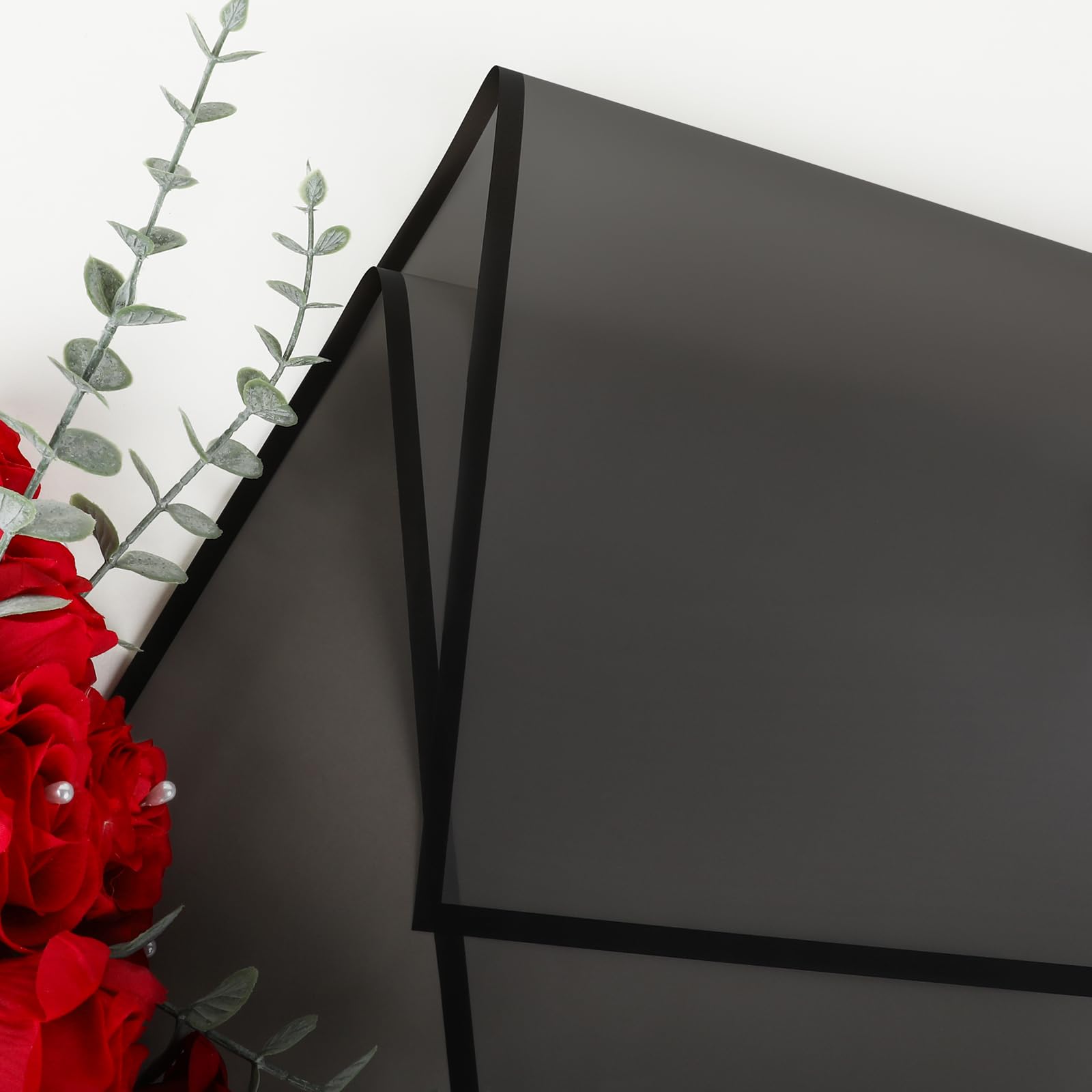 20 Sheets Flower Wrapping Paper - Waterproof Black Floral Wrapping Paper for DIY Crafts, Florist Supplies Packaging for Wedding Valentine's Day Birthday Gift