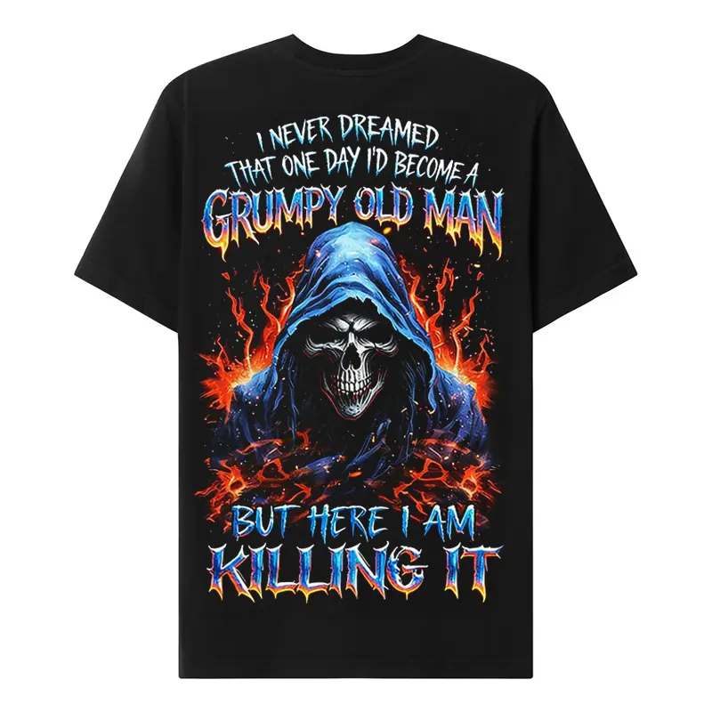 Chaosmoda Generation X I Never Dreamed That One Day I'd Become A Grumpy Old Man Custom Year Skull Cotton Shirt | Breathable