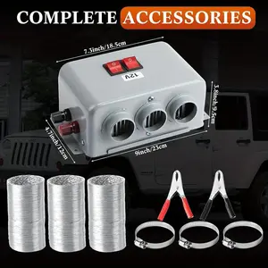 Car Heater 12V/24V 800W 3 Holes Warm Air Blower Electric Heater Fast Heating Fan Demister Defroster for Truck Vehicles Taxi Easy to Use Install Perfect for Winter Driving Low Noise