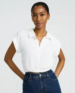 Express Short Sleeve Elastic Hem Tuck Shirt