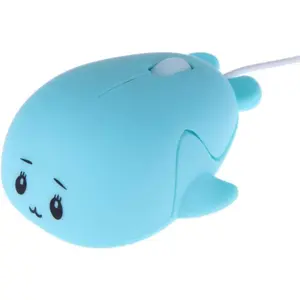 Baby Dolphin-Shaped USB Wired Optical Mouse for PC, Laptop, Computer-1600 DPI, Mini, Small, Ideal Gift for Kids, Men, Women (Blue)