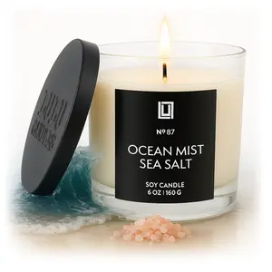 Ocean Mist & Sea Salt | Luxury Scented Candle | 6 Oz. with Black Lid