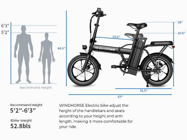 Windhorse W2A Lightweight Folding Electric City Commuter Bike – 16" Step-Over Ebike with Rear Seat, 20 MPH Max Speed, 35 Miles Range Fathersdaygift