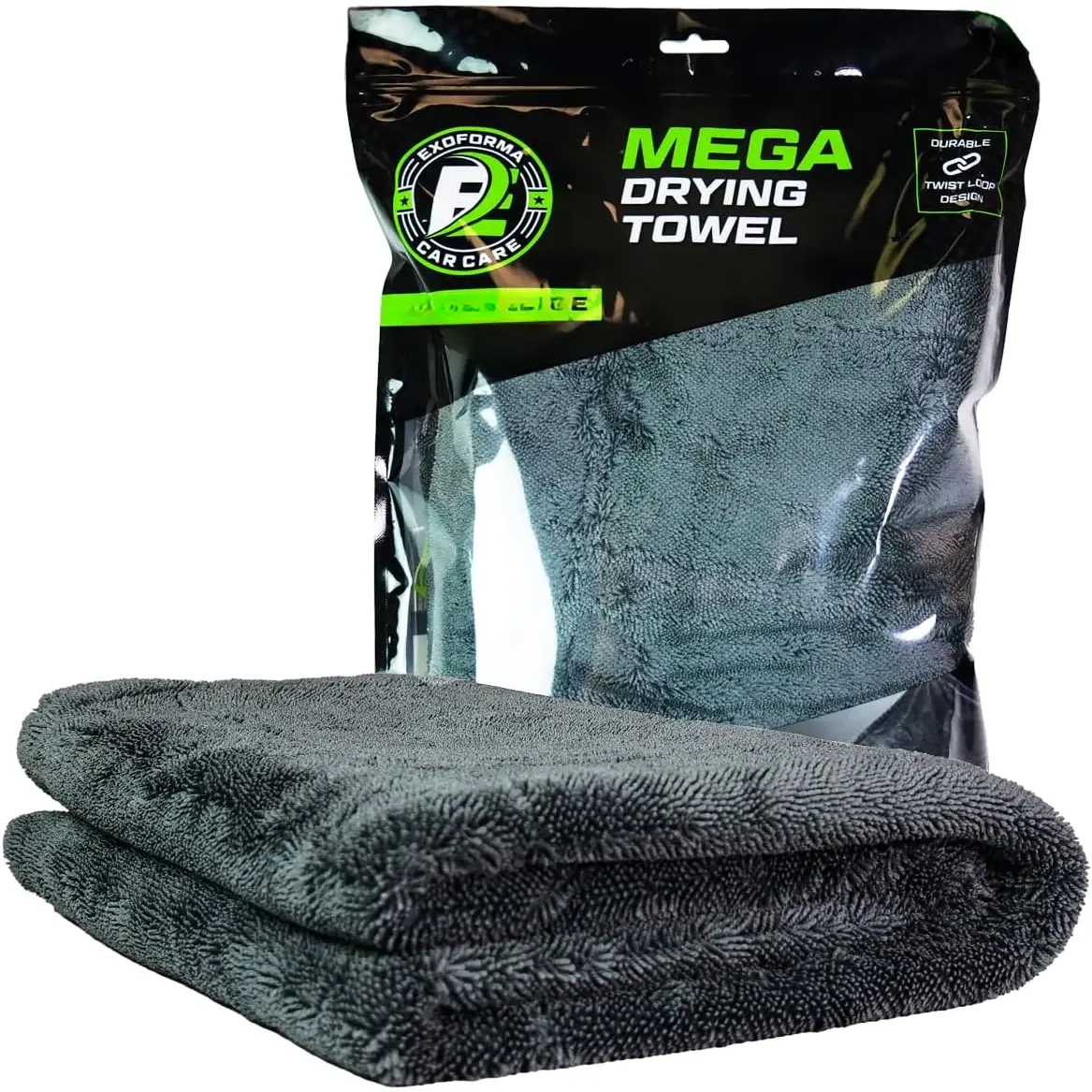 Mega Synthetic Drying Towel for Home & Car Care - 24"x36", 1200 GSM Microfiber Double Twist Pile, Edgeless & Double Sided, Durable, Holds Up to 9 lbs, No Streaks or Water Spots, Quick Effortless Dry, 24" X 36"