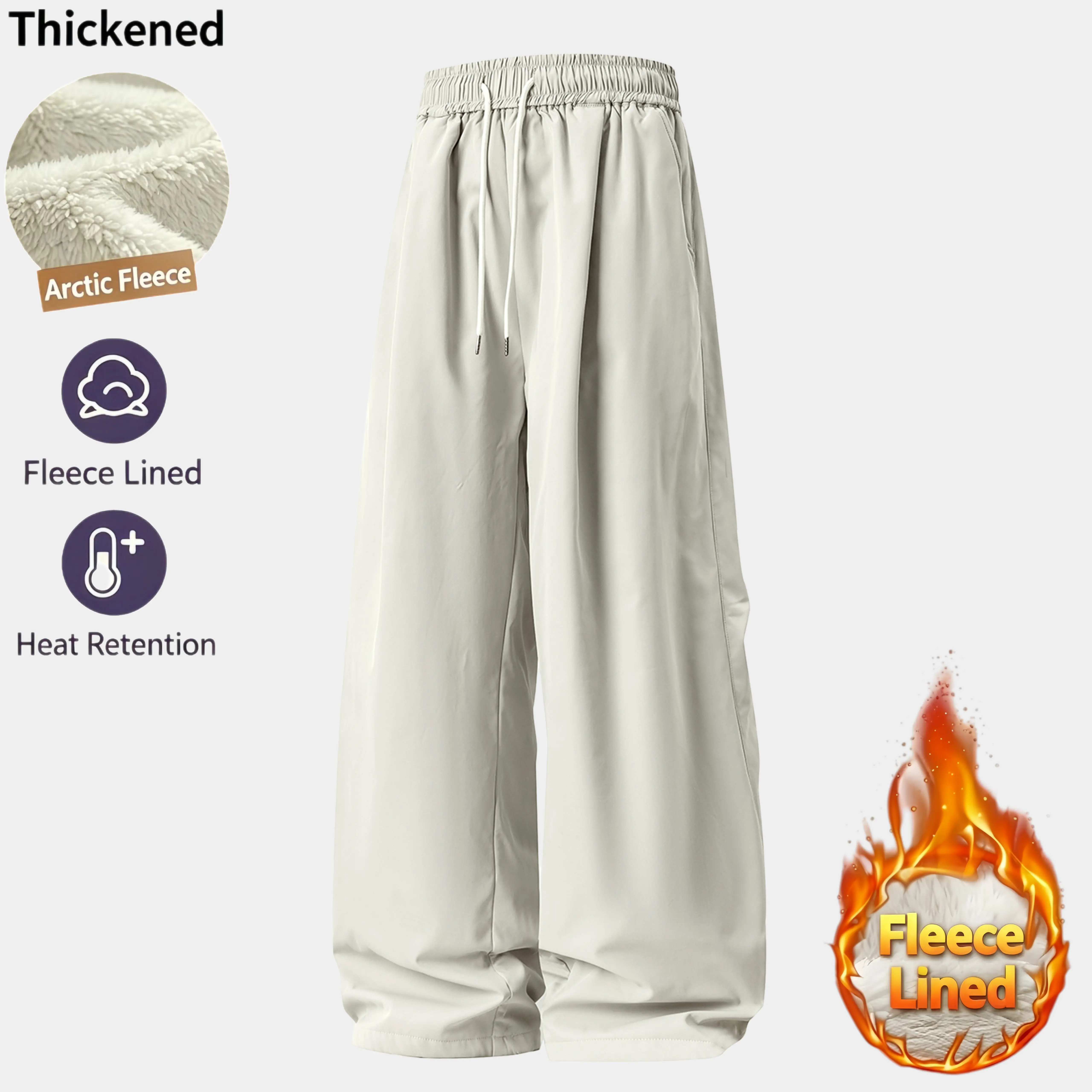 4 Colors Men Fleece‑Lined Cold‑Resistant Winter Trousers, Windproof Thick Thermal Pants, Casual Outdoor Warm Bottoms for Men