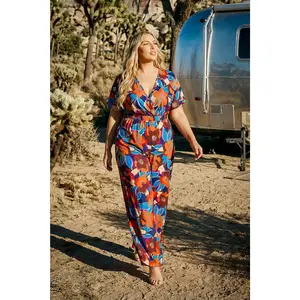 Plus Size Sienna Bloom Flow Jumpsuit- Multi