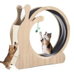 41" Large Cat Exercise Wheel, 3-in-1 Cat Treadmill for Indoor Cats, MDF Cat Running Wheel with Scratching Board and Play Balls