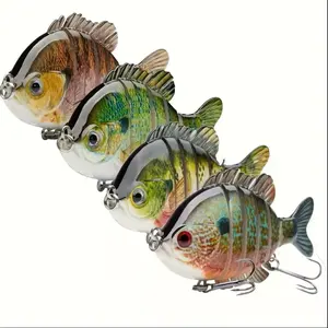 4-Pack SwimPanfish Multi-Joint Saltwater/Freshwater Fishing Lures - Realistic Multi-Jointed Swim Baits with Treble Hooks, 3.5 Inch Hard Perch Bait, Vibrant Bluegill & Panfish Lures for Bass, Pike, Trout - Lifelook Design
