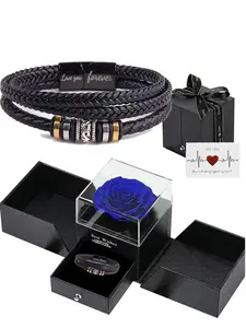 Men's Luxury Gift Set, Including Bracelet & Watch & Box, Fashionable Jewelry Set for Men, Ideal Gift for Father, New Dad, Gift for Him