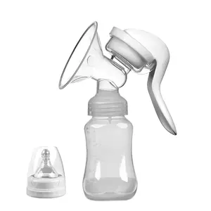 Manual Breast Pump for Breastfeeding, Small Portable Silicone Hand Pump for Breast Milk Expression, 5oz / 150ml Capacity,Portable 2-in-1 Milk Pump