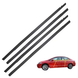 CarTok DIY Fix 10th Gen Honda Civic Sedan 2016-2021, 4Pcs Outer Window Weatherstrip Moulding Trim, Waterproof Rubber Door Seal Belt, Exterior Window Seal Strip Replacement, Front Rear Door Weather Stripping Anti-Dust Wind Noise Insulation Car Exterior Rep