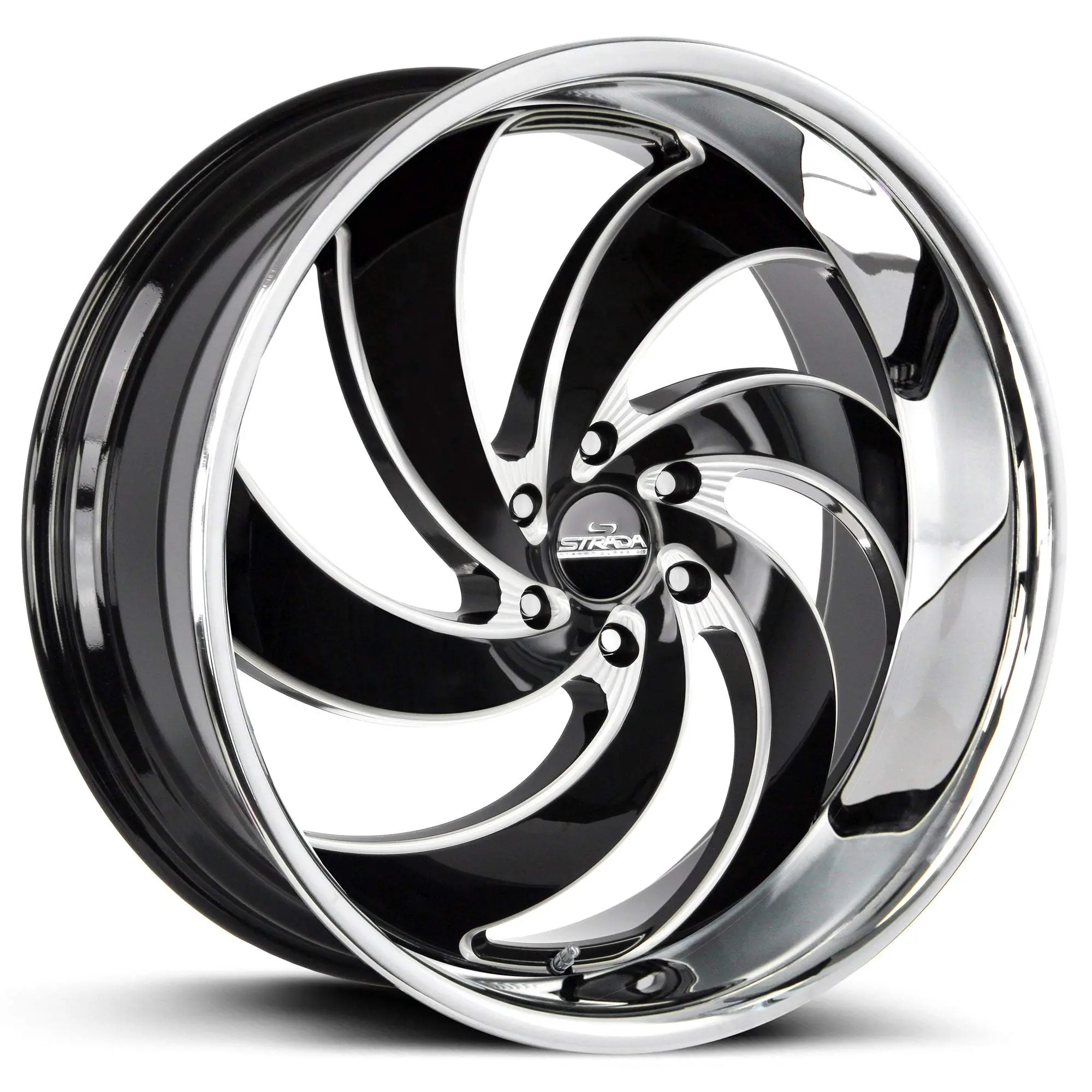 Retro 6 Gloss Black Milled Stainless Wheel