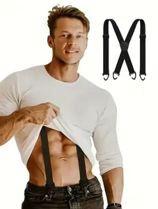 2 Inches Wide Men's Heavy Duty Suspender Hidden Work x Back Tool Adjustable Suspenders with Clips for Men Under Clothes Shirt Jeans Pants