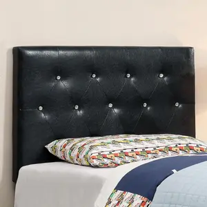 24/7 Shop At Home Hetz Modern Faux Leather Acrylic Tufted and Diamond-Stitched Headboard for Bedroom, Guest Room Bed
