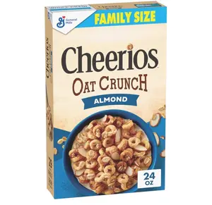 Cheerios Oat Crunch Almond Oat Breakfast Cereal, Family Size, 24 oz