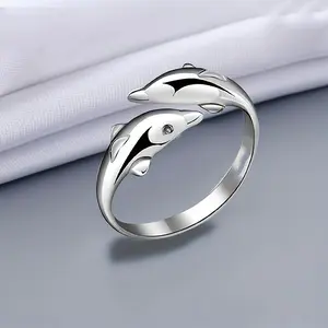 1pc Ring Set, Fashion Ring, Personalized Ring, Golden Plated Ring, Dolphin Ring, Animal Ring, Jewelry, Gift, Adjustable Opening Ring