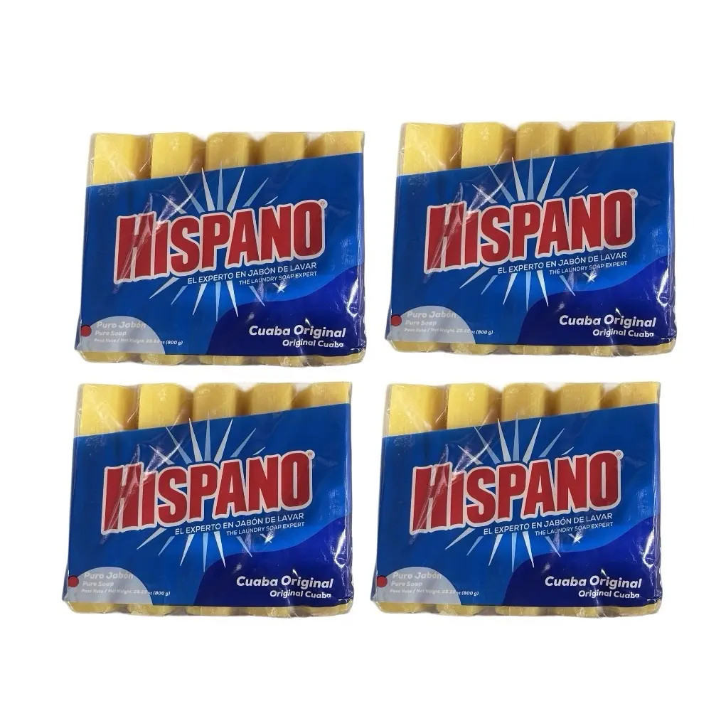Hispano Jabon Original Cuaba Laundry Soap - Pack of 5 Bars, 800g Each - Strong and Long-Lasting Household Cleaner - Cleaning