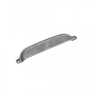Strategic Brands  6 in. Distressed Pewter Riverstone Cabinet Cup Pull
